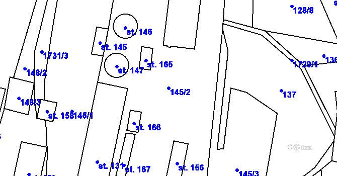 Parcela st. 145/2 v KÚ Kyžlířov, Katastrální mapa