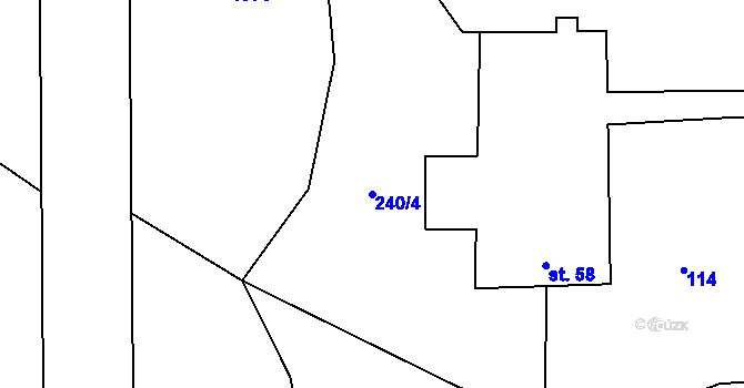 Parcela st. 240/4 v KÚ Kyžlířov, Katastrální mapa