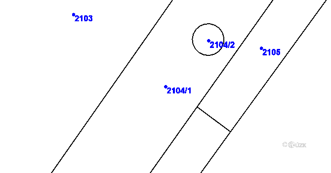 Parcela st. 2104/1 v KÚ Kyžlířov, Katastrální mapa