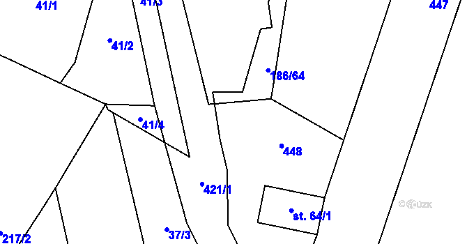 Parcela st. 186/20 v KÚ Labouň, Katastrální mapa