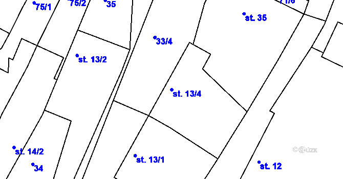 Parcela st. 13/4 v KÚ Labské Chrčice, Katastrální mapa
