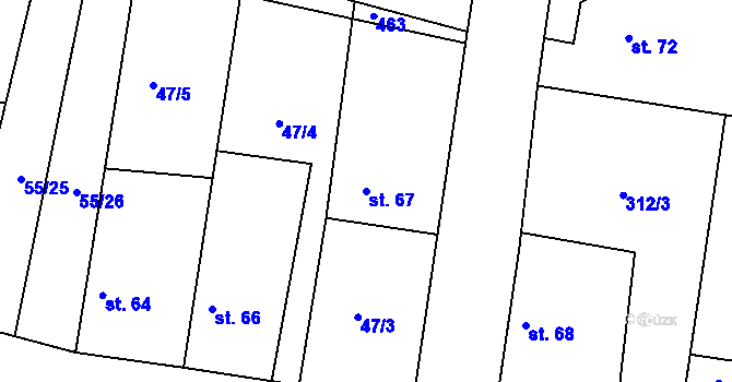 Parcela st. 67 v KÚ Labské Chrčice, Katastrální mapa