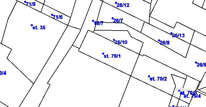 Parcela st. 79/1 v KÚ Labské Chrčice, Katastrální mapa