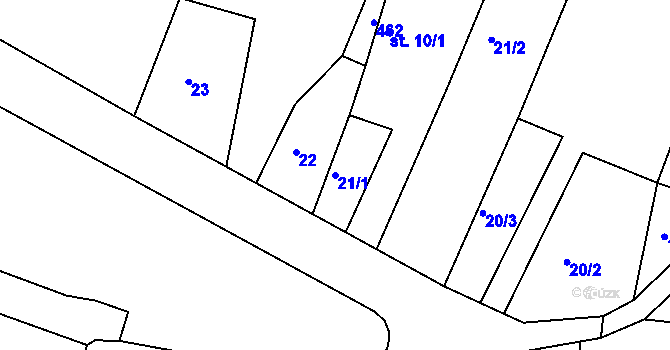 Parcela st. 21/1 v KÚ Labské Chrčice, Katastrální mapa