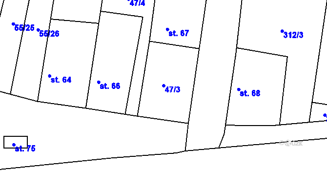 Parcela st. 47/3 v KÚ Labské Chrčice, Katastrální mapa