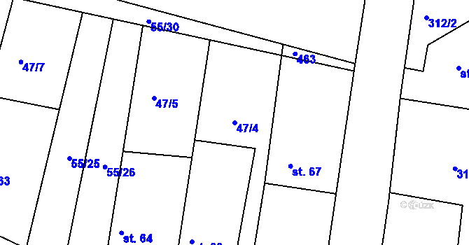 Parcela st. 47/4 v KÚ Labské Chrčice, Katastrální mapa