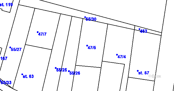 Parcela st. 47/5 v KÚ Labské Chrčice, Katastrální mapa