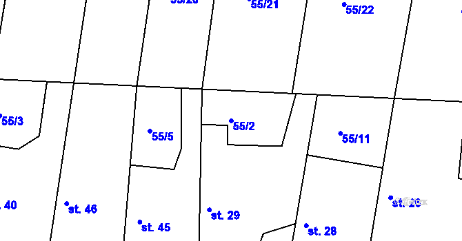 Parcela st. 55/2 v KÚ Labské Chrčice, Katastrální mapa