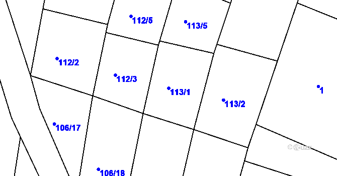 Parcela st. 113/1 v KÚ Labské Chrčice, Katastrální mapa