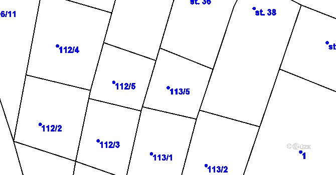 Parcela st. 113/5 v KÚ Labské Chrčice, Katastrální mapa