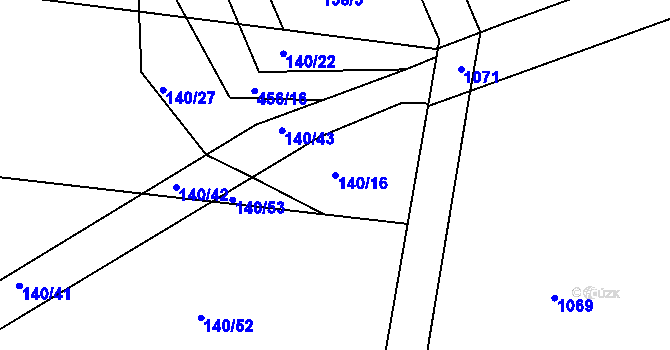 Parcela st. 140/16 v KÚ Labské Chrčice, Katastrální mapa