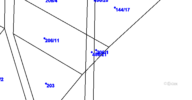 Parcela st. 206/1 v KÚ Labské Chrčice, Katastrální mapa