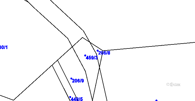 Parcela st. 206/8 v KÚ Labské Chrčice, Katastrální mapa