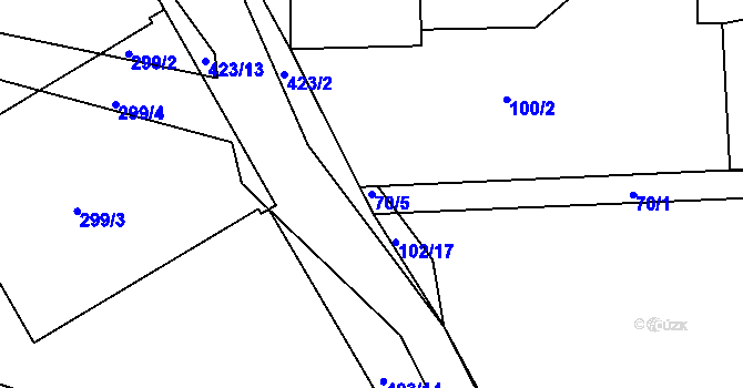 Parcela st. 70/5 v KÚ Labské Chrčice, Katastrální mapa