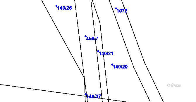 Parcela st. 140/21 v KÚ Labské Chrčice, Katastrální mapa