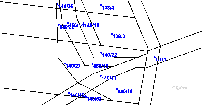 Parcela st. 140/22 v KÚ Labské Chrčice, Katastrální mapa