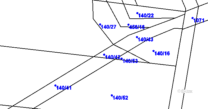 Parcela st. 140/42 v KÚ Labské Chrčice, Katastrální mapa