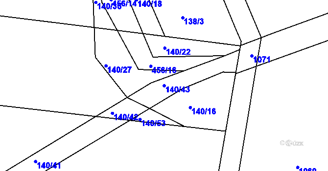 Parcela st. 140/43 v KÚ Labské Chrčice, Katastrální mapa