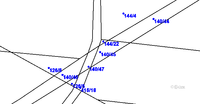 Parcela st. 140/45 v KÚ Labské Chrčice, Katastrální mapa