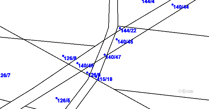 Parcela st. 140/47 v KÚ Labské Chrčice, Katastrální mapa