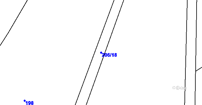 Parcela st. 206/18 v KÚ Labské Chrčice, Katastrální mapa
