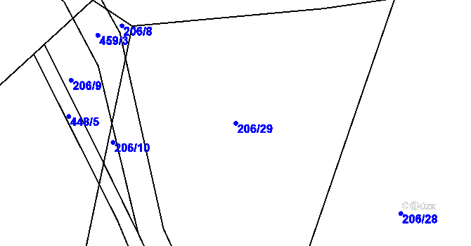 Parcela st. 206/29 v KÚ Labské Chrčice, Katastrální mapa