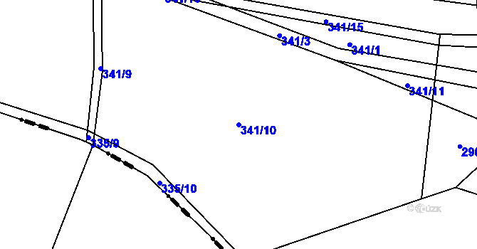 Parcela st. 341/10 v KÚ Labské Chrčice, Katastrální mapa