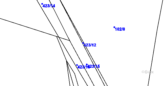 Parcela st. 423/12 v KÚ Labské Chrčice, Katastrální mapa
