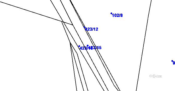 Parcela st. 423/15 v KÚ Labské Chrčice, Katastrální mapa
