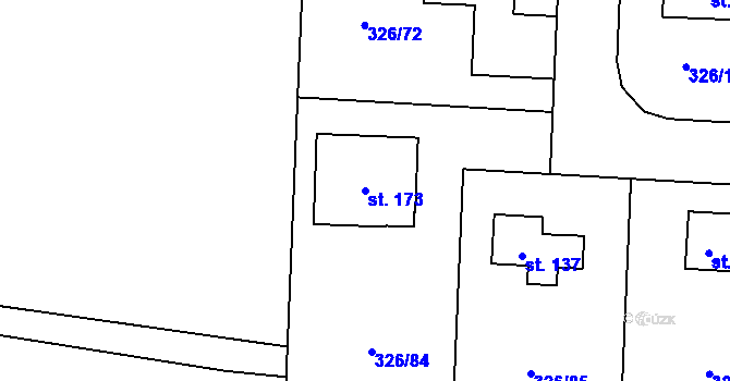 Parcela st. 173 v KÚ Labské Chrčice, Katastrální mapa