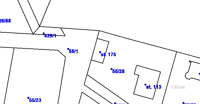Parcela st. 175 v KÚ Labské Chrčice, Katastrální mapa