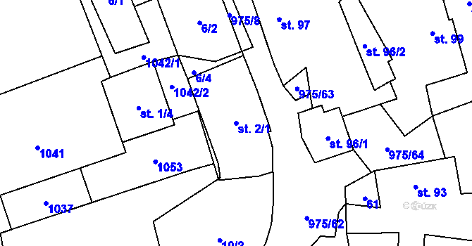 Parcela st. 2/1 v KÚ Labuť, Katastrální mapa