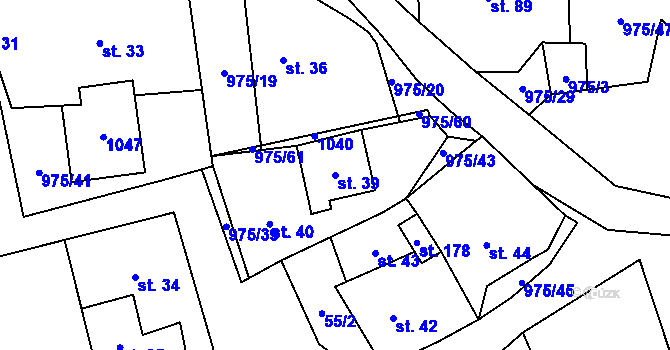 Parcela st. 39 v KÚ Labuť, Katastrální mapa