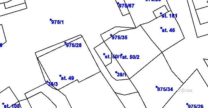 Parcela st. 50/1 v KÚ Labuť, Katastrální mapa