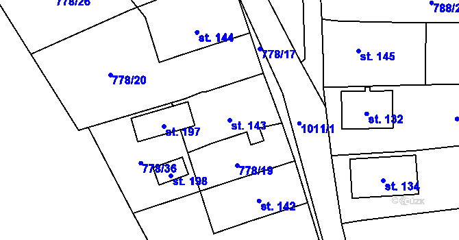 Parcela st. 143 v KÚ Labuť, Katastrální mapa