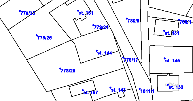 Parcela st. 144 v KÚ Labuť, Katastrální mapa