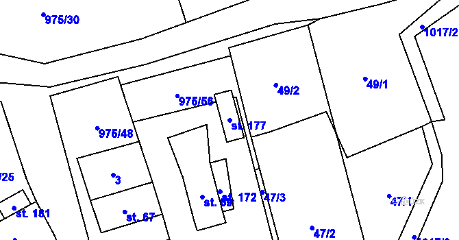 Parcela st. 177 v KÚ Labuť, Katastrální mapa