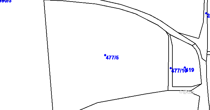 Parcela st. 477/5 v KÚ Labuť, Katastrální mapa