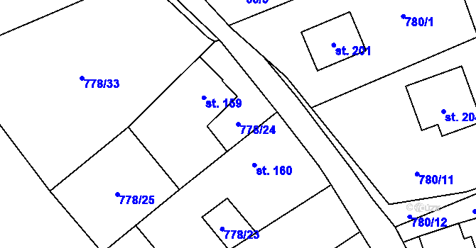 Parcela st. 778/24 v KÚ Labuť, Katastrální mapa