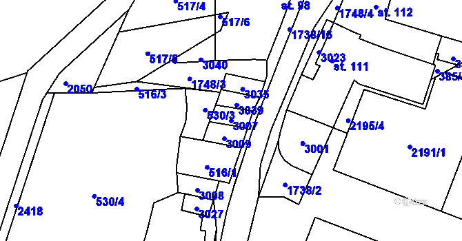 Parcela st. 3007 v KÚ Labuty, Katastrální mapa