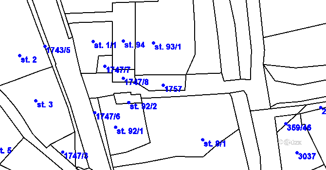 Parcela st. 1757 v KÚ Labuty, Katastrální mapa