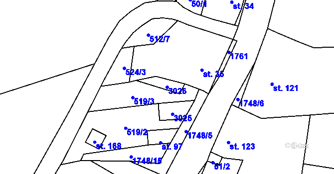 Parcela st. 3026 v KÚ Labuty, Katastrální mapa
