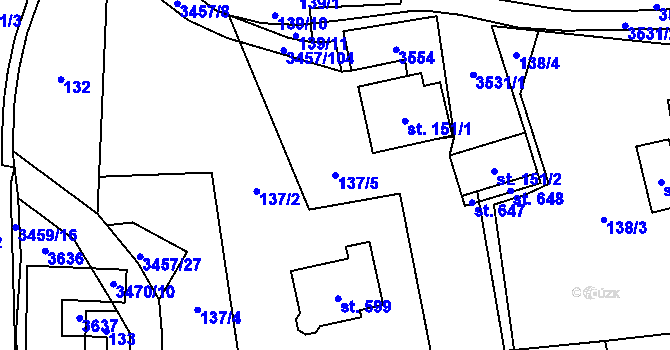Parcela st. 137/5 v KÚ Lačnov, Katastrální mapa