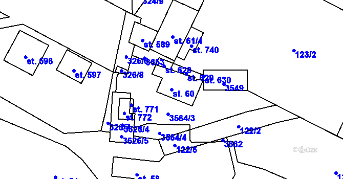 Parcela st. 60 v KÚ Lačnov, Katastrální mapa