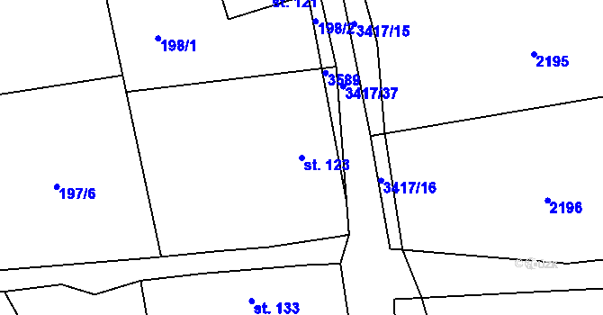 Parcela st. 123 v KÚ Lačnov, Katastrální mapa