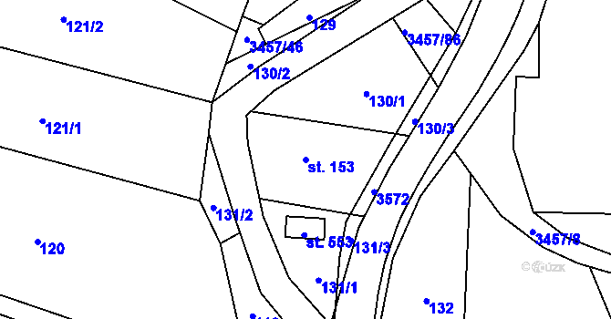 Parcela st. 153 v KÚ Lačnov, Katastrální mapa