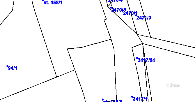 Parcela st. 158/5 v KÚ Lačnov, Katastrální mapa