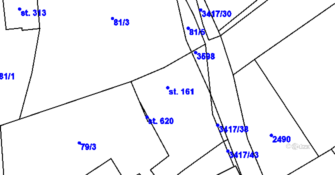 Parcela st. 161 v KÚ Lačnov, Katastrální mapa