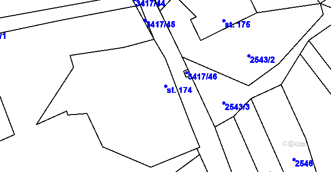 Parcela st. 174 v KÚ Lačnov, Katastrální mapa