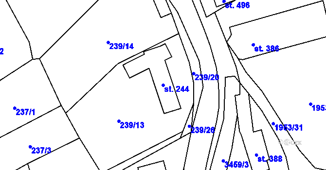 Parcela st. 244 v KÚ Lačnov, Katastrální mapa